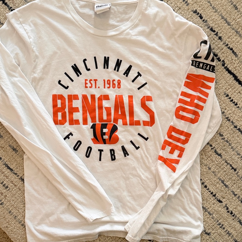 White and Orange Bengals Long Sleeve Shirt